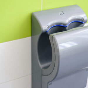Jet air dryers have been associated with the spread of germs in bathrooms.